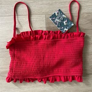 NWT Kortni Jeane Ribbed Red Bandeau Top // Medium